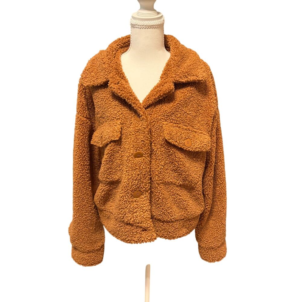 Sanctuary Faux Sherpa Cropped Trucker Jacket SZ L